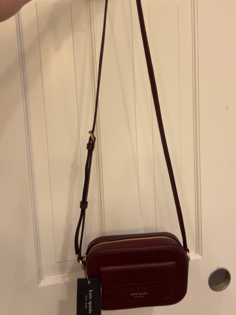 Kate Spade New York Ava Pebbled Leather Crossbody Burgundy NWT - Picture 2 of 5